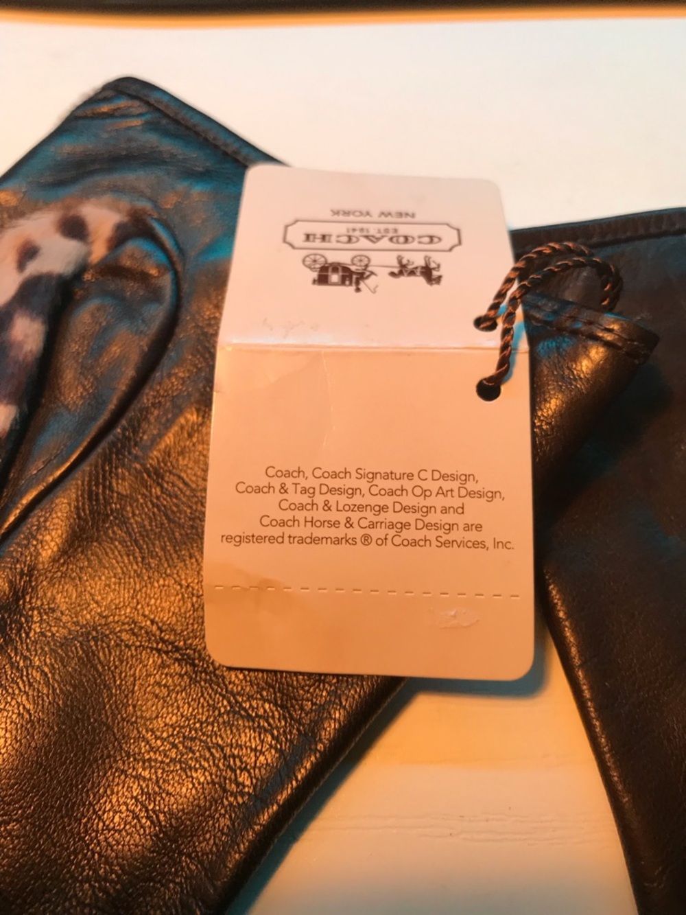 Coach 83874 Women’s Ocelot Haircalf Silk Lined Leather Gloves NWT Sz 7.5 - Picture 9 of 12